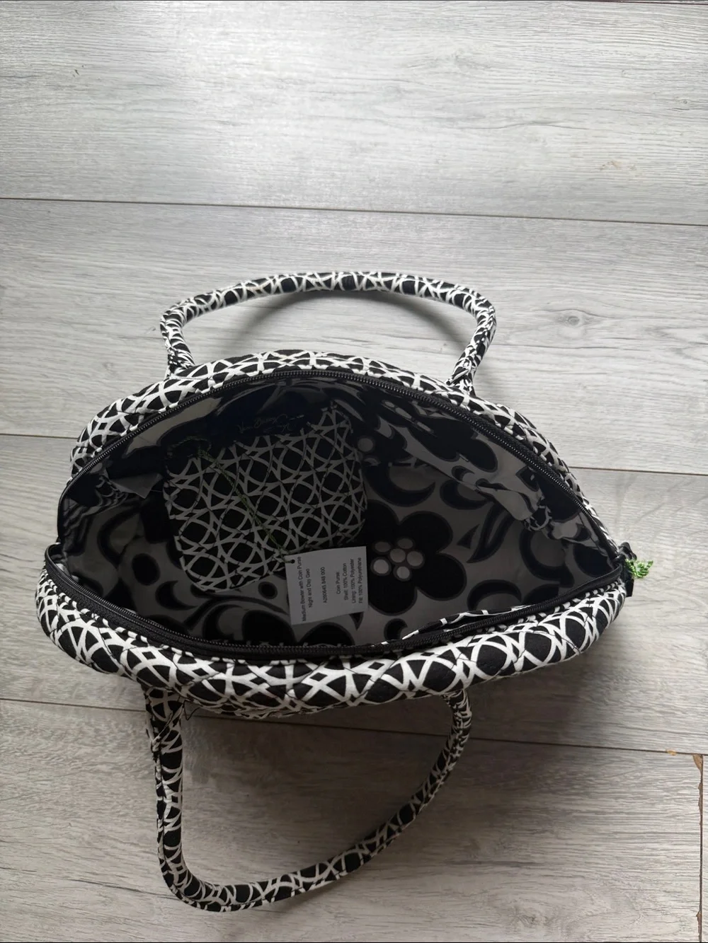 Vera Bradley Black & White Patterned Quilted Satchel